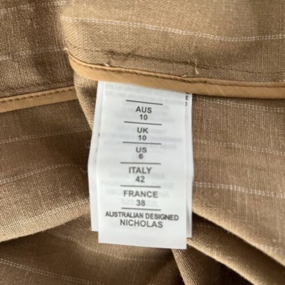 Nicholas $495 CHARLEE Sz 6 Pinstripe Linen Blend Blazer Camel - Picture 10 of 12